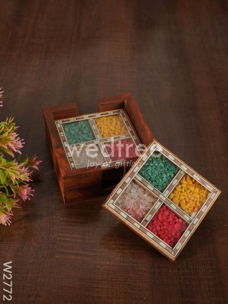 Dark Wood GemStone Coaster- set of 4 - W2772