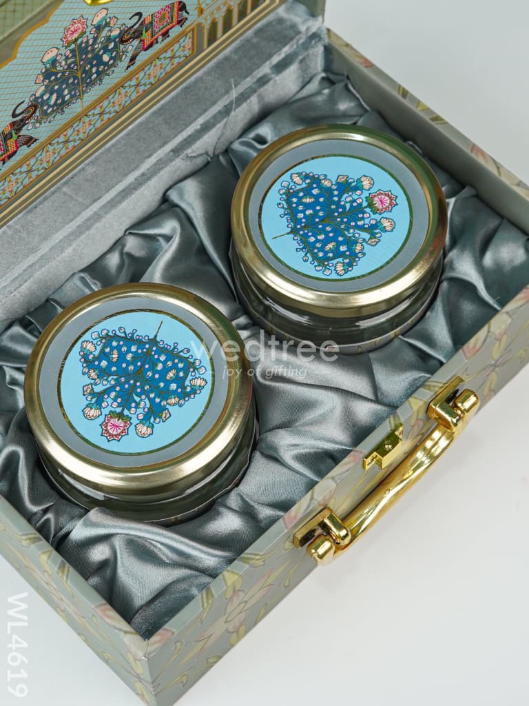 Decorative 2 Jar Dry Fruit Box - Green - WL4619
