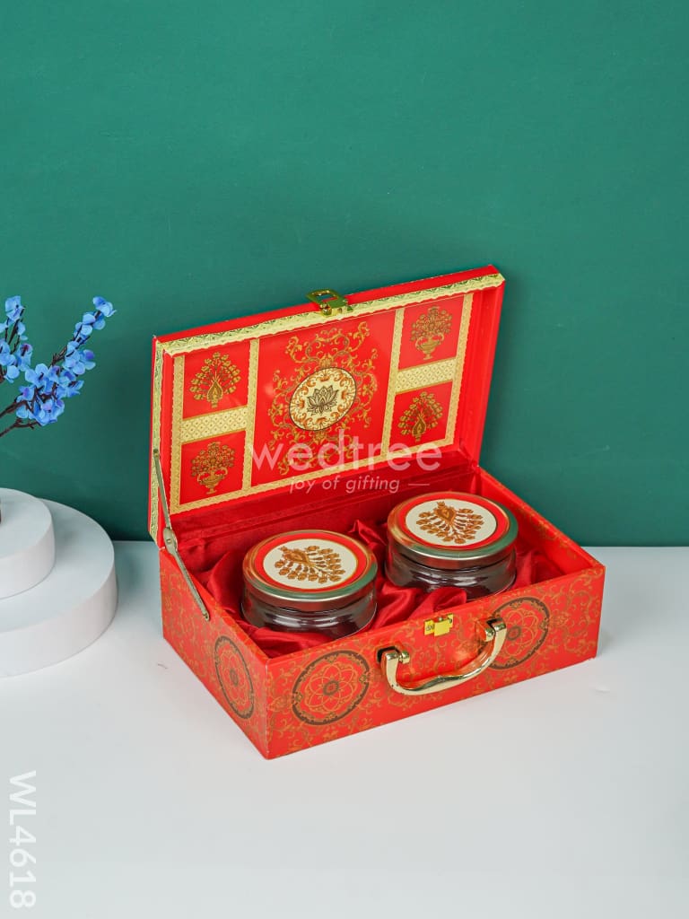 Decorative 2 Jar Dry Fruit Box - Red - WL4618