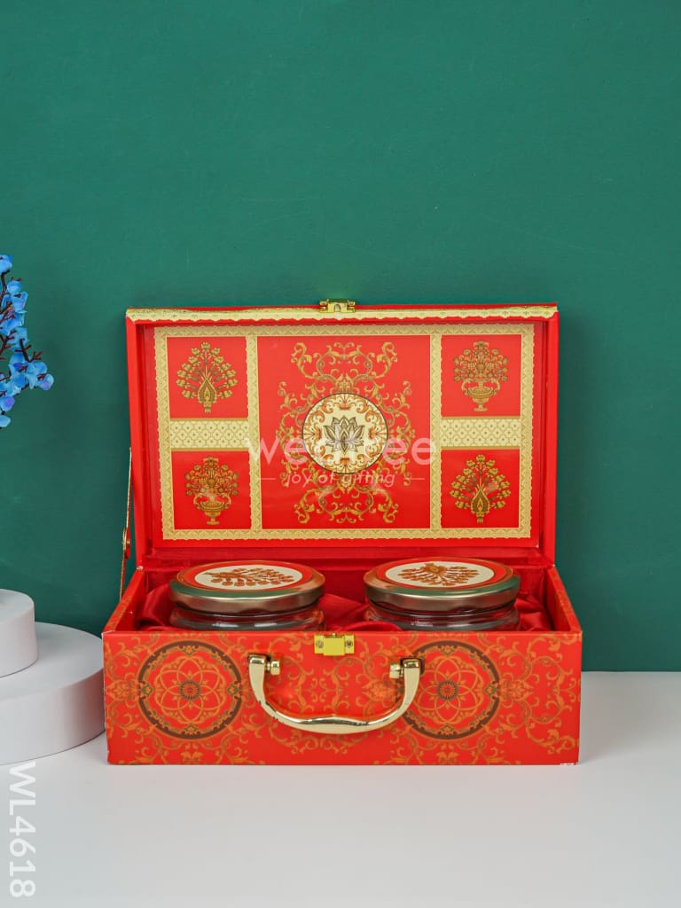Decorative 2 Jar Dry Fruit Box - Red - WL4618