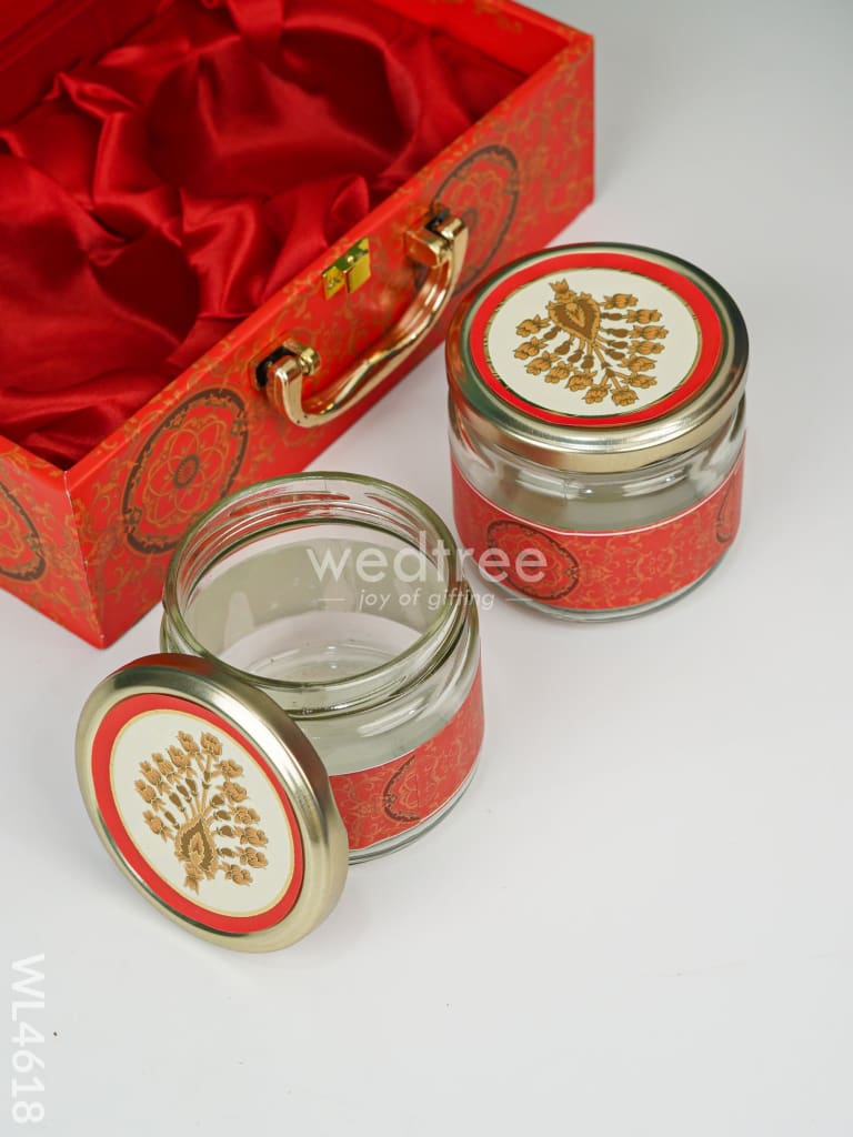 Decorative 2 Jar Dry Fruit Box - Red - WL4618