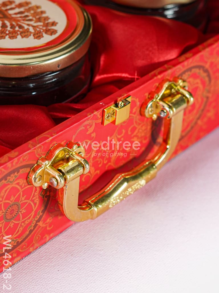 Decorative 3 Jar Dry Fruit Box - Red - WL4618-2