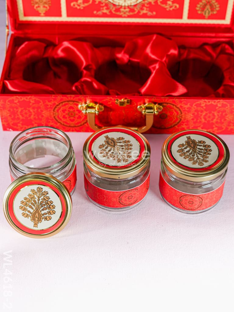 Decorative 3 Jar Dry Fruit Box - Red - WL4618-2