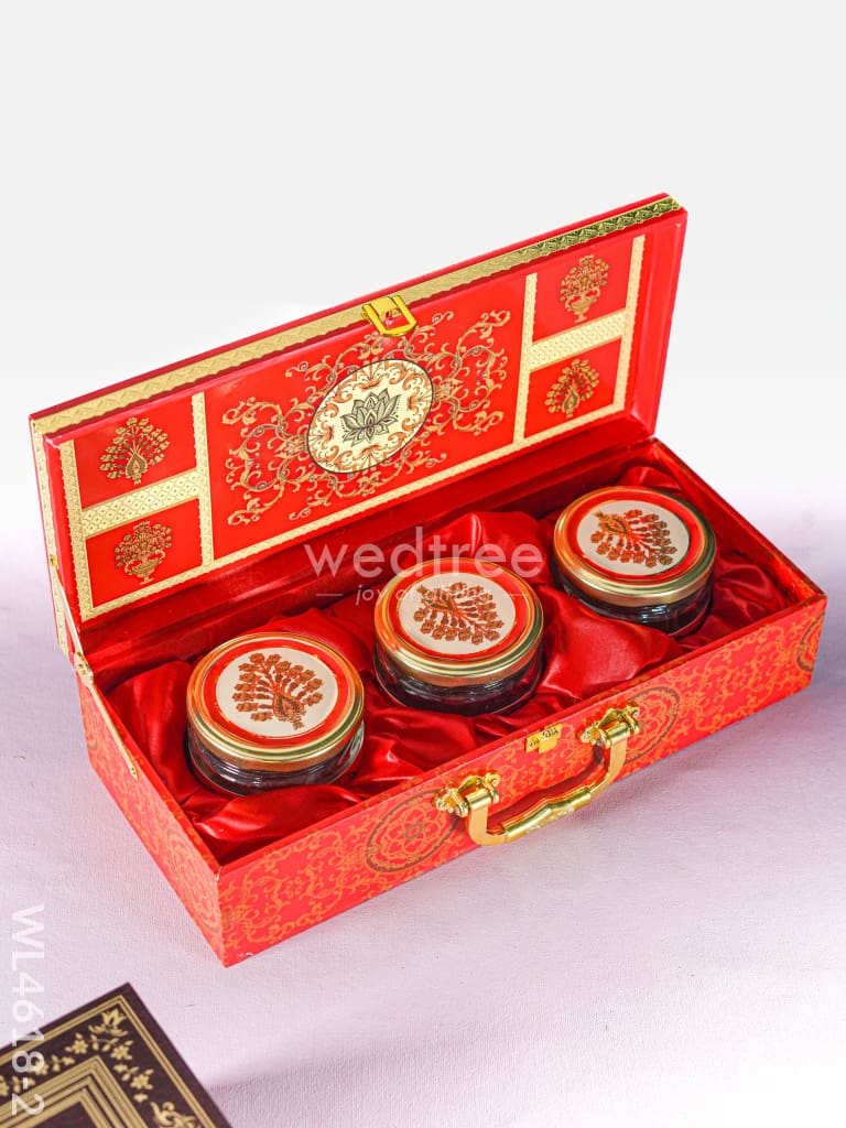 Decorative 3 Jar Dry Fruit Box - Red - WL4618-2