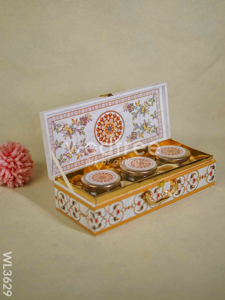 Decorative 3 Jar Dry Fruit Box - WL3629