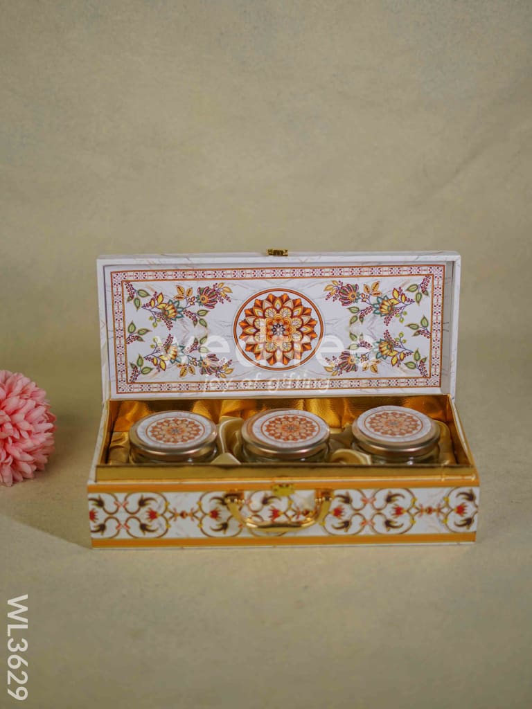 Decorative 3 Jar Dry Fruit Box - WL3629