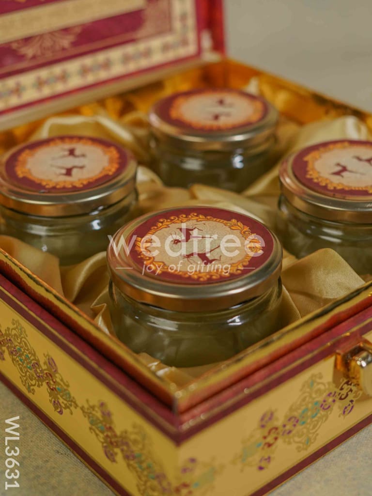 Decorative Deer Designed 4 Jar Dry Fruit Box - WL3631