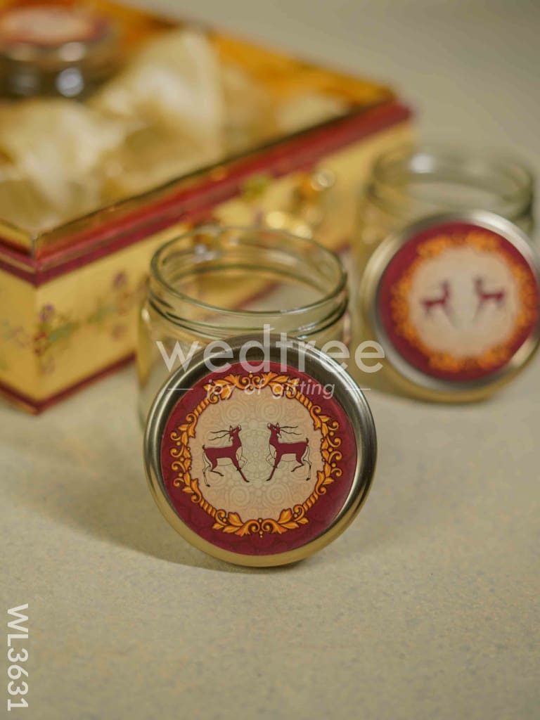 Decorative Deer Designed 4 Jar Dry Fruit Box - WL3631