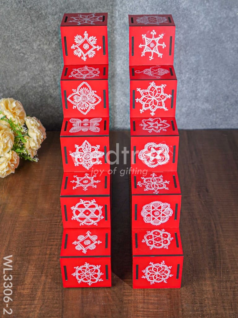 Decorative Dismantible 5 Step Diya Padi - Set of 2 - WL3306-2