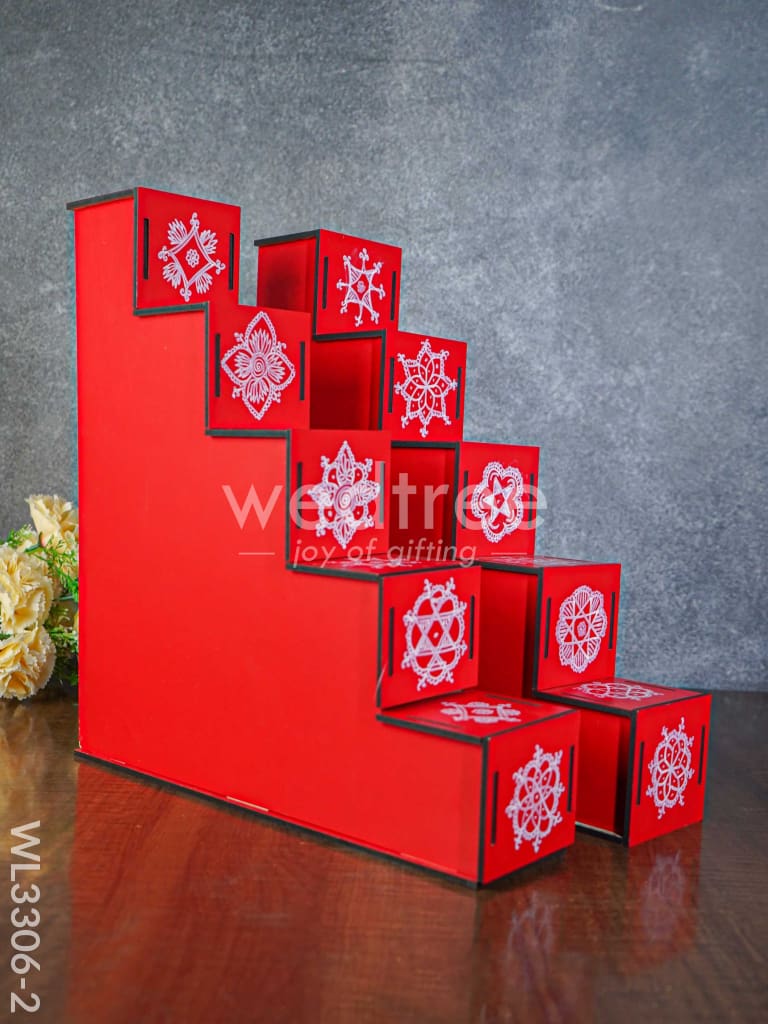 Decorative Dismantible 5 Step Diya Padi - Set of 2 - WL3306-2