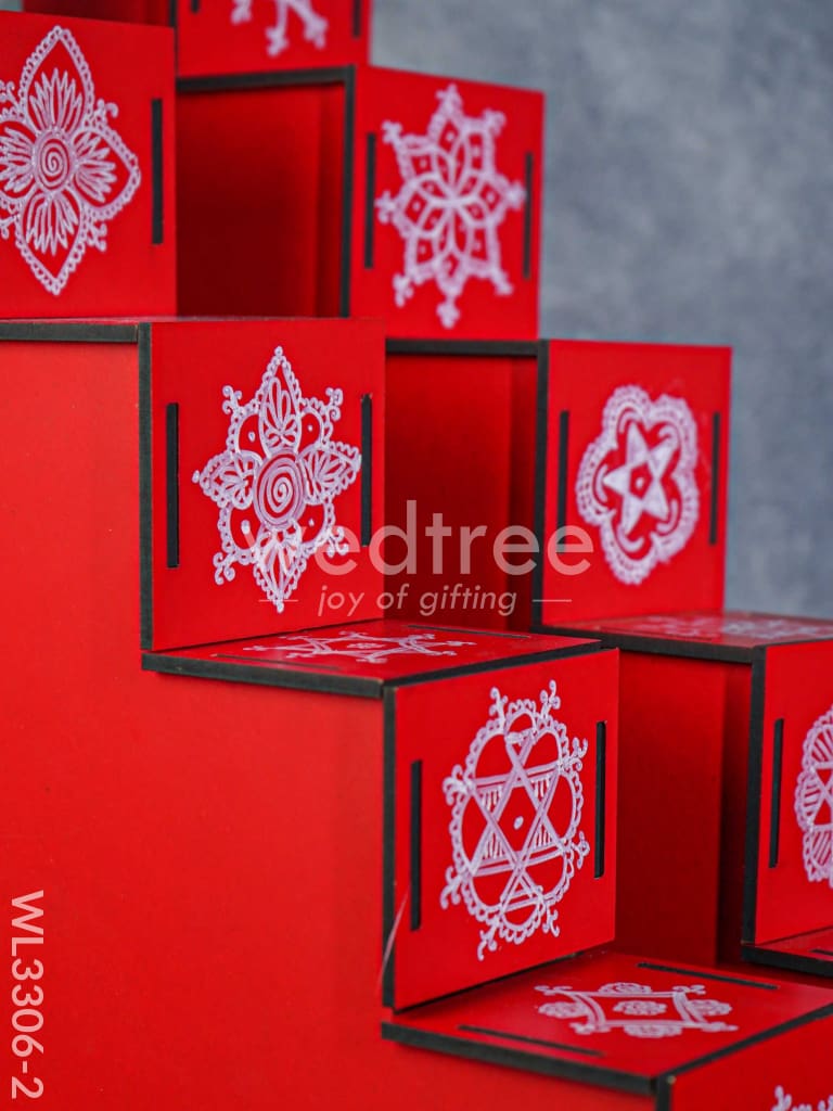 Decorative Dismantible 5 Step Diya Padi - Set of 2 - WL3306-2