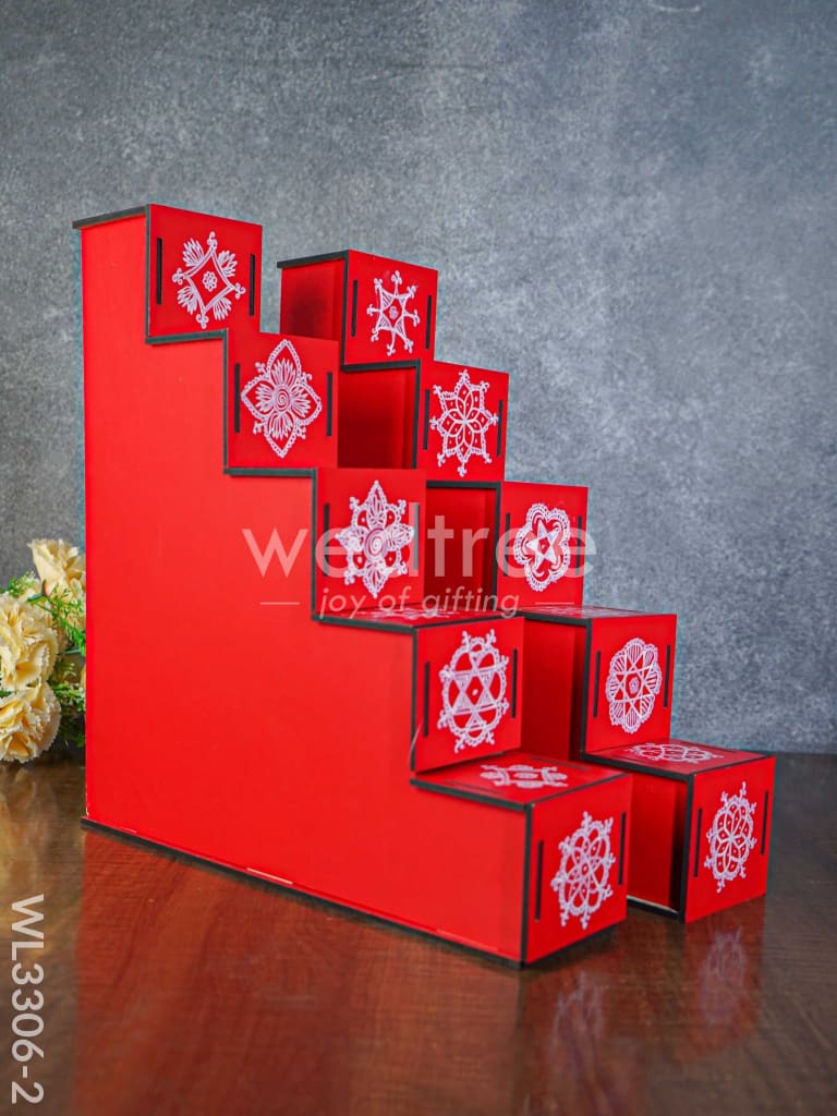 Decorative Dismantible 5 Step Diya Padi - Set of 2 - WL3306-2
