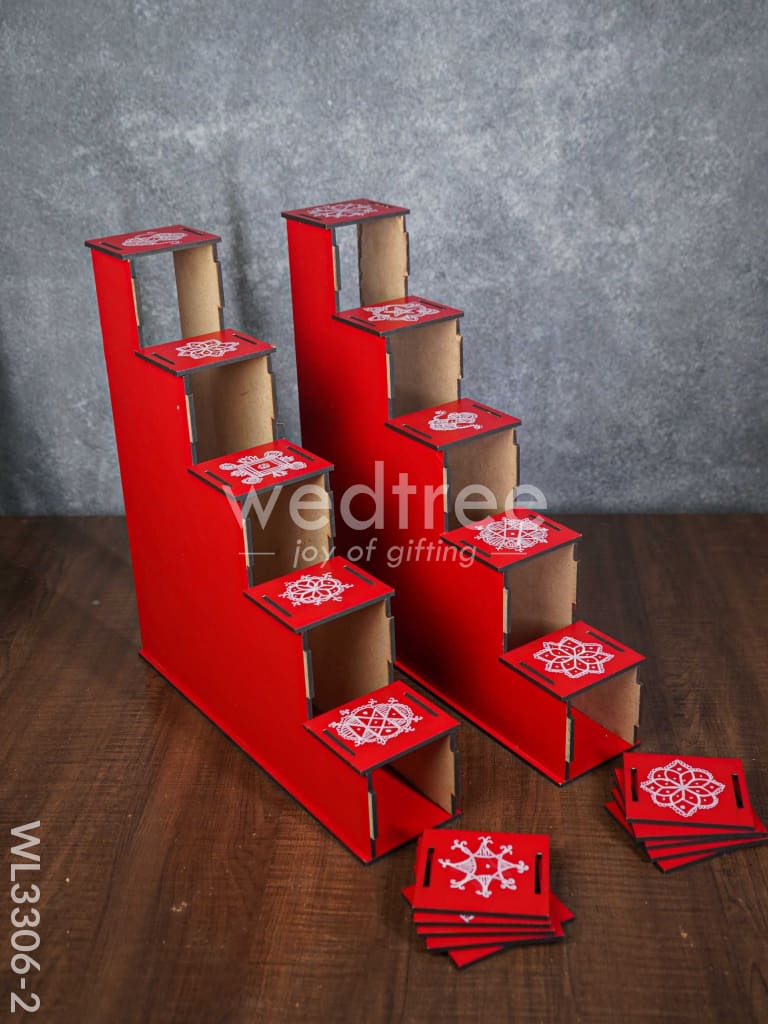 Decorative Dismantible 5 Step Diya Padi - Set of 2 - WL3306-2