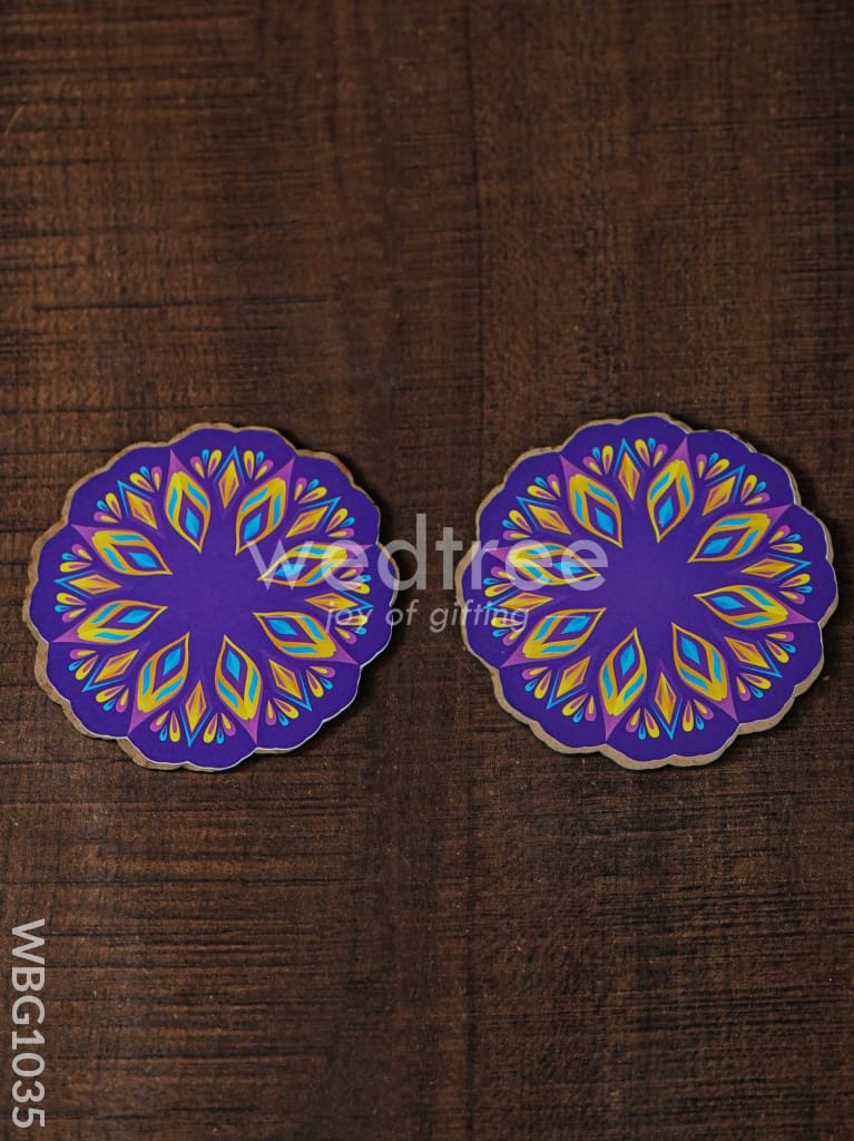 Decorative Diya Coaster - Set of 2 - WBG1035