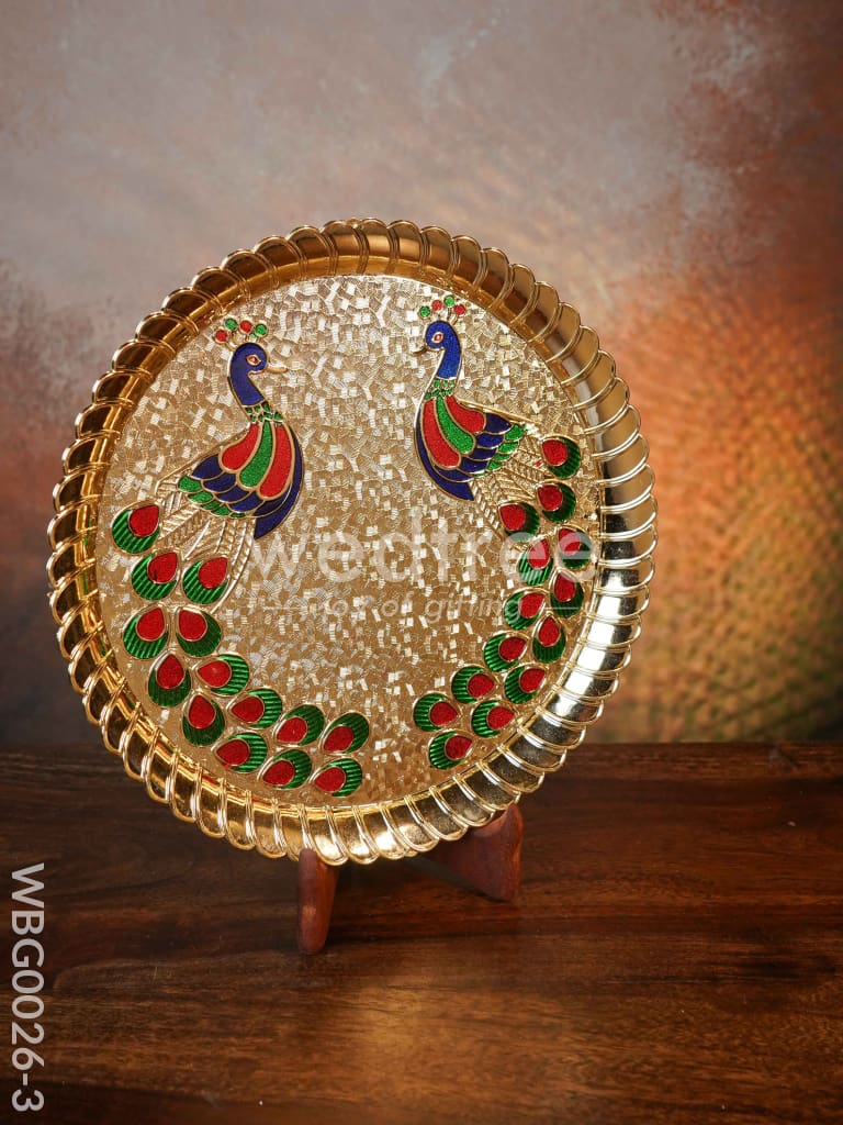 Decorative Double Peacock Designed Fiber Plastic Plate - WBG0026