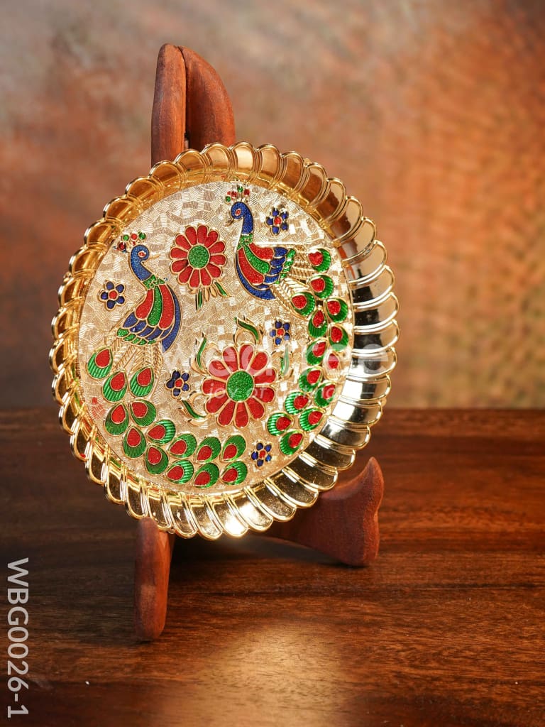Decorative Double Peacock Designed Fiber Plastic Plate - WBG0026