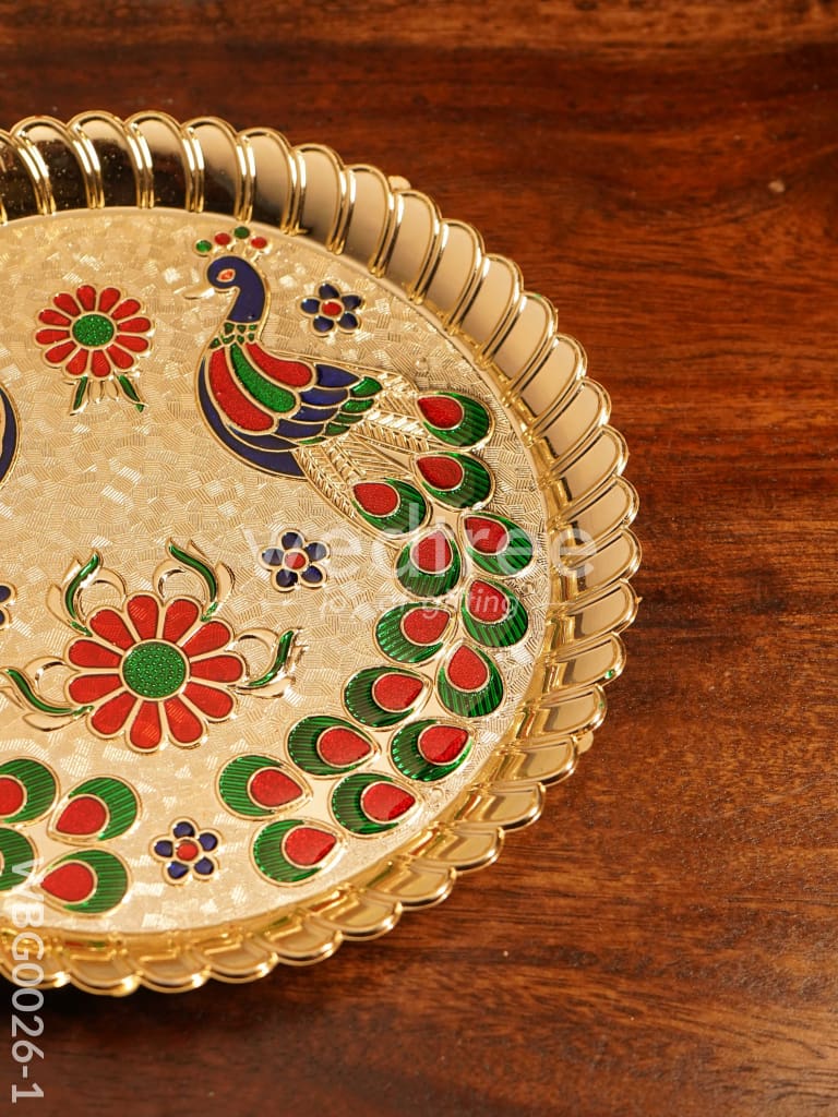 Decorative Double Peacock Designed Fiber Plastic Plate - WBG0026