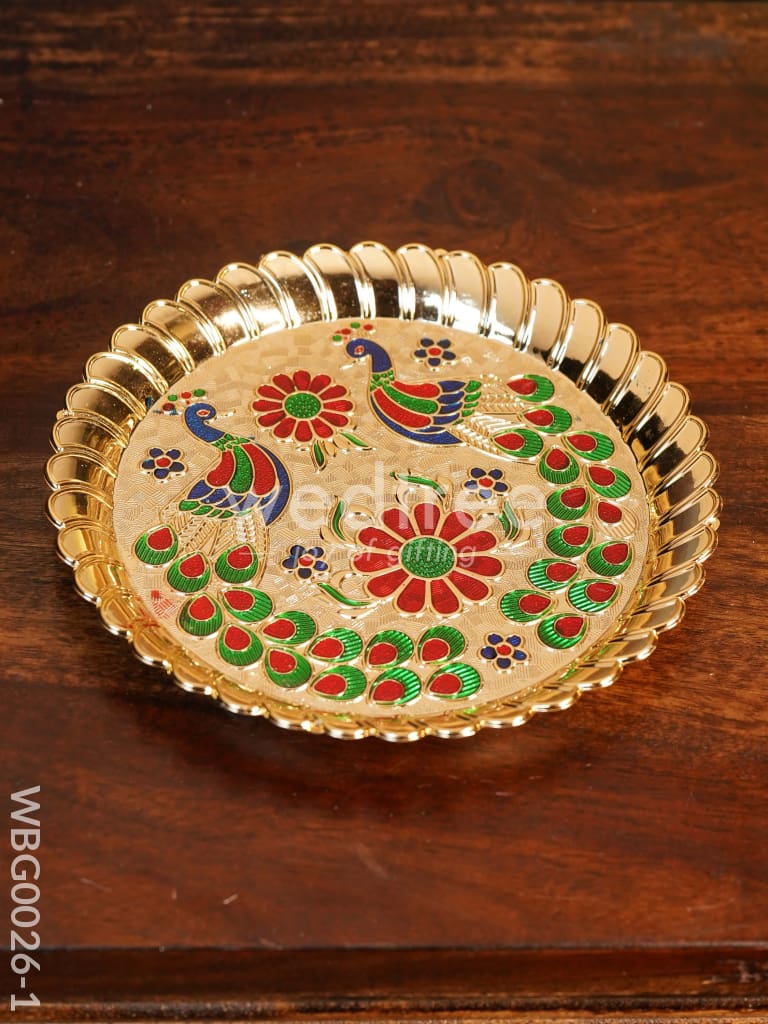 Decorative Double Peacock Designed Fiber Plastic Plate - WBG0026