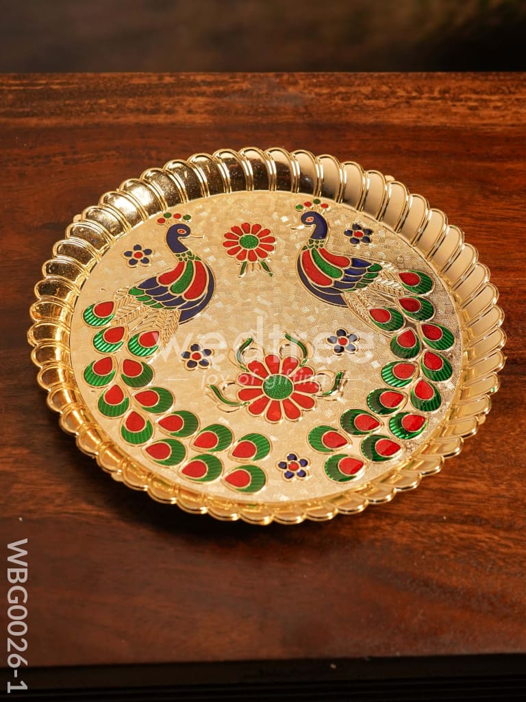 Decorative Double Peacock Designed Fiber Plastic Plate - WBG0026