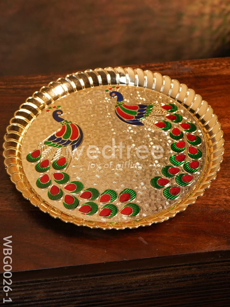 Decorative Double Peacock Designed Fiber Plastic Plate - WBG0026
