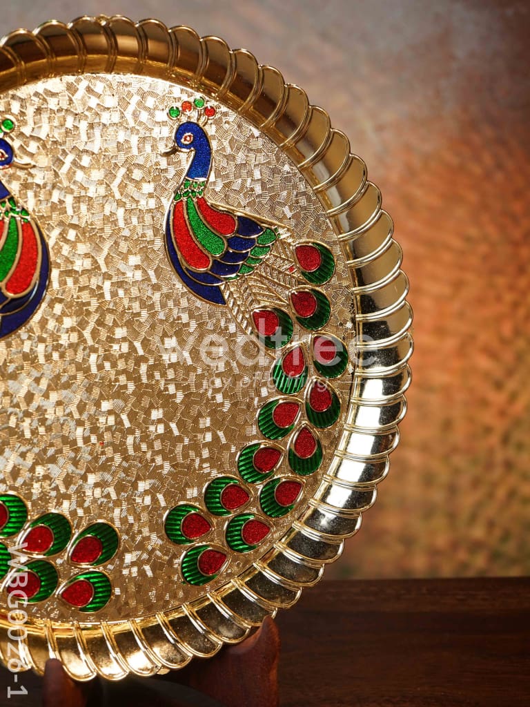 Decorative Double Peacock Designed Fiber Plastic Plate - WBG0026