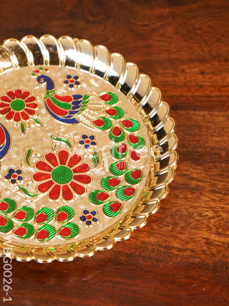 Decorative Double Peacock Designed Fiber Plastic Plate - WBG0026