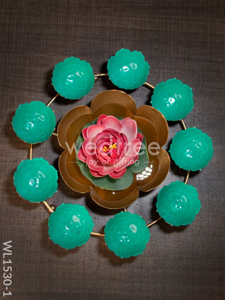 Decorative Iron Floral Shaped Urli with Tealight Candle Holders - WL1530