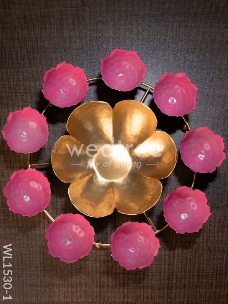 Decorative Iron Floral Shaped Urli with Tealight Candle Holders - WL1530