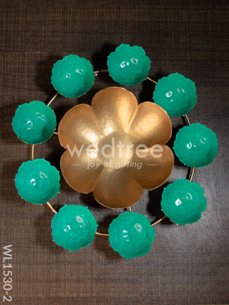 Decorative Iron Floral Shaped Urli with Tealight Candle Holders - WL1530