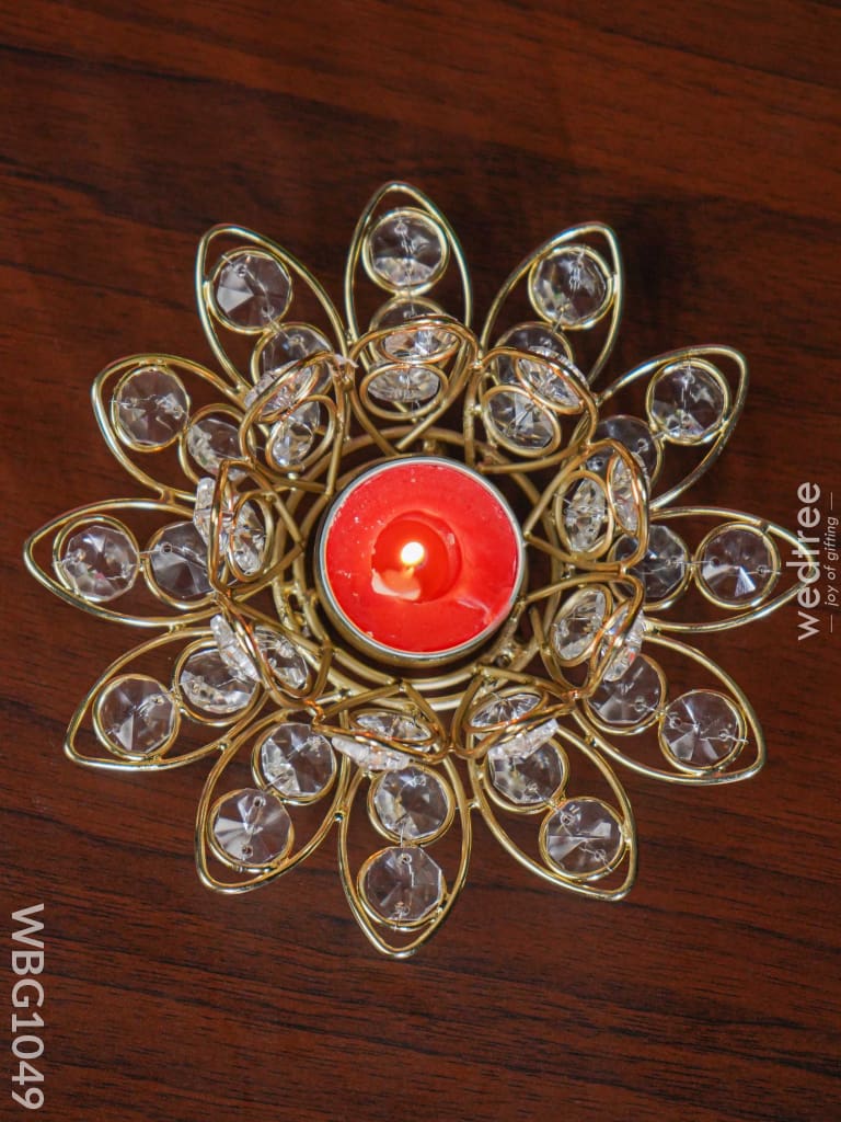 Decorative Lotus Shaped Crystal T Light Holder - Wbg1049 Candles And Votives
