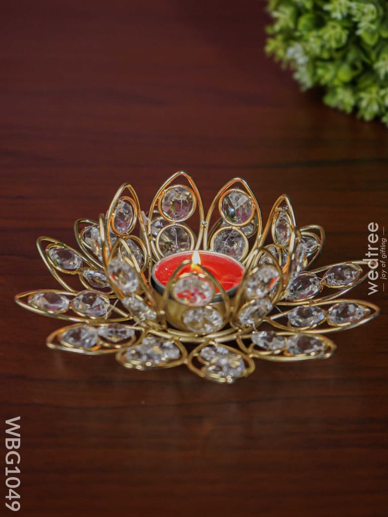Decorative Lotus Shaped Crystal T Light Holder - Wbg1049 Candles And Votives