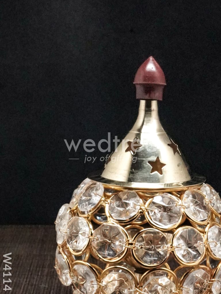 Decorative Matki shaped Crystal and Brass Diya 1.4 inch - W4114