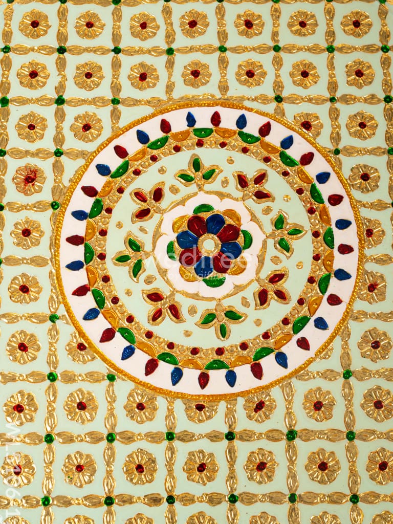Decorative Meenakari Bajot - 16 x 16 inch - Green - WL5106-1