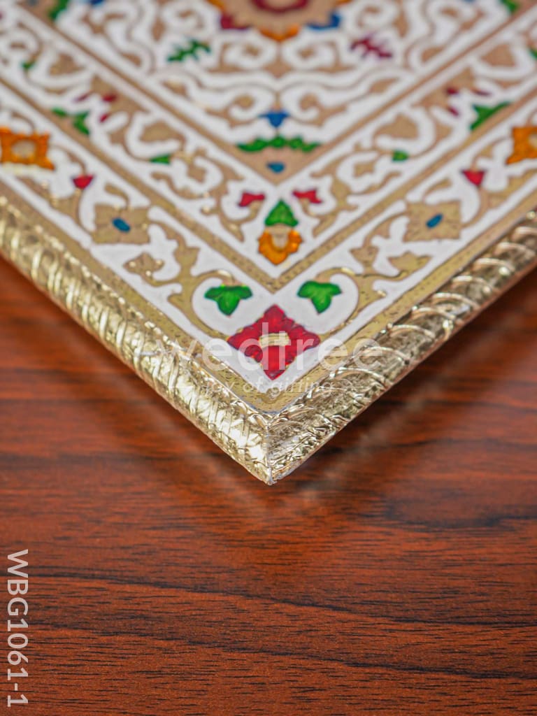 Meenakari Manai with Rangoli Prints - White - 9.5 inch - WBG1061-1