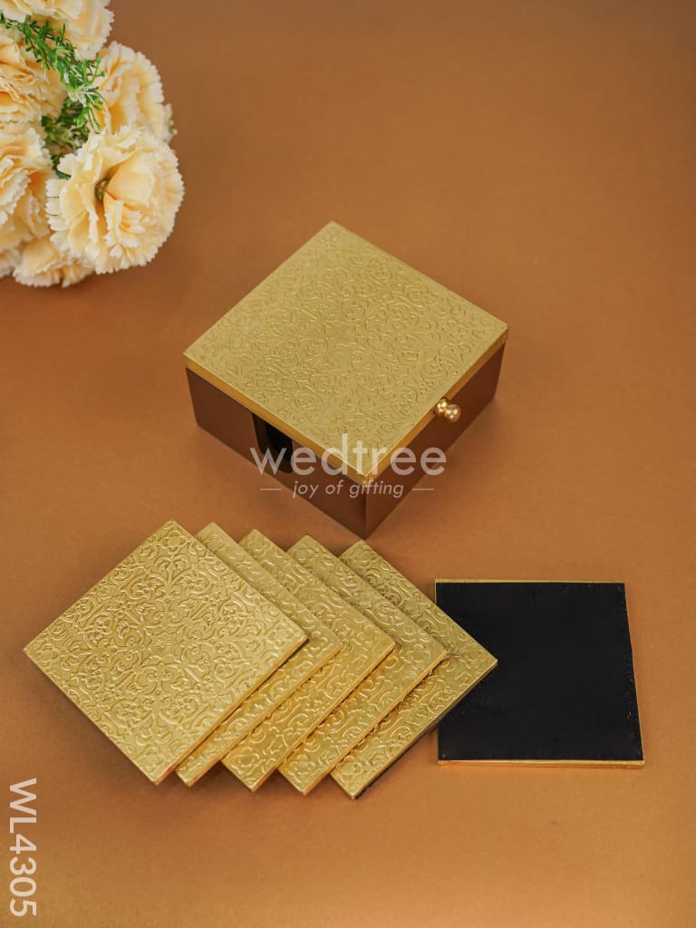 Decorative Tea Coasters (set of 6) with Holder - WL4305