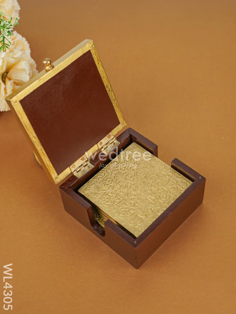 Decorative Tea Coasters (set of 6) with Holder - WL4305