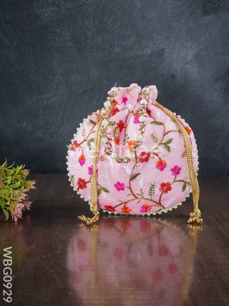 Designer Potli Bag with Floral Embroidery - WBG0929