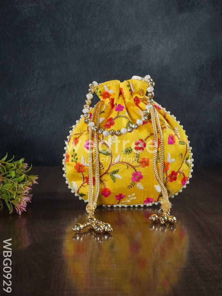 Designer Potli Bag with Floral Embroidery - WBG0929