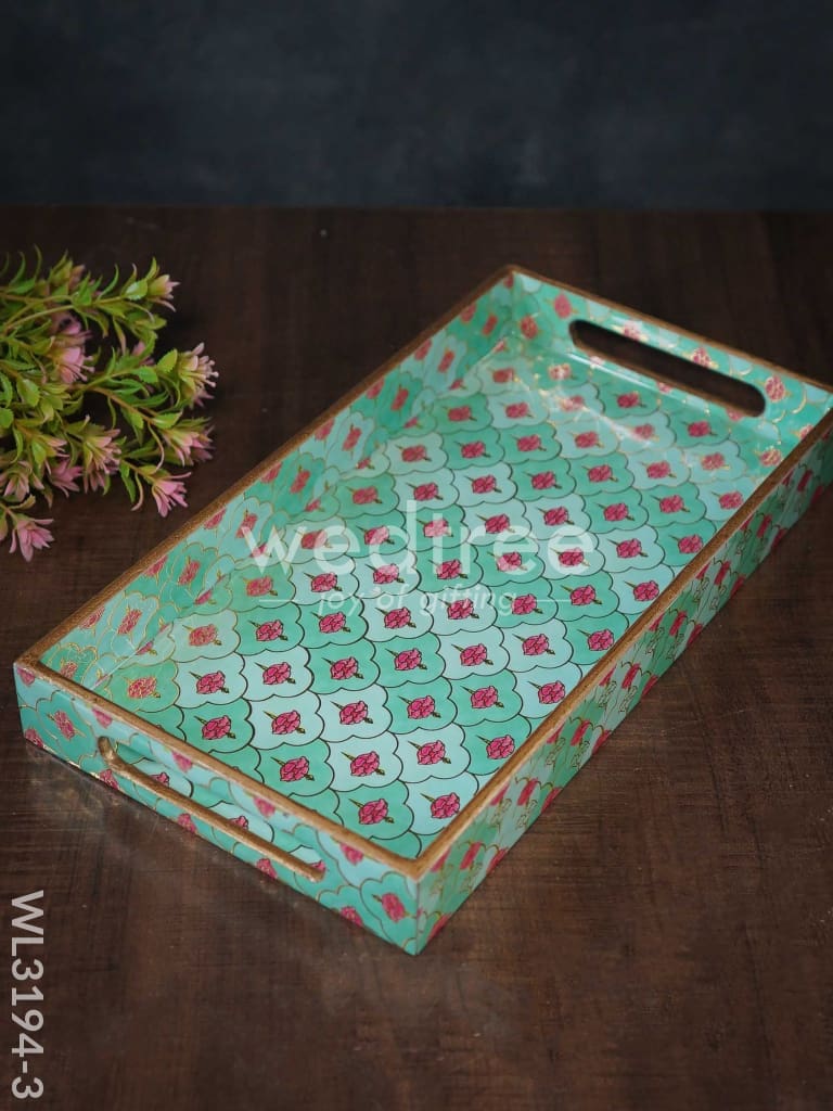 Digital Printed Meenakari Trays (Teal) - WL3194