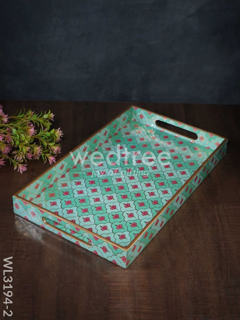 Digital Printed Meenakari Trays (Teal) - WL3194