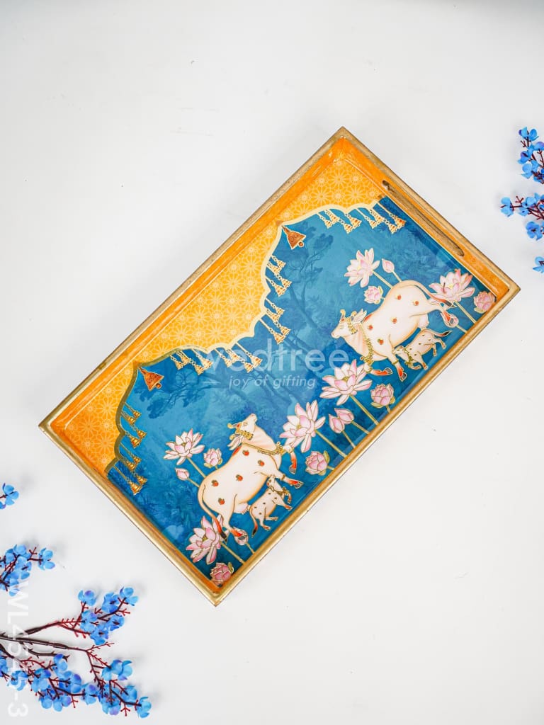 Digital Printed Pichwai Tray - Set of 3 - WL4545