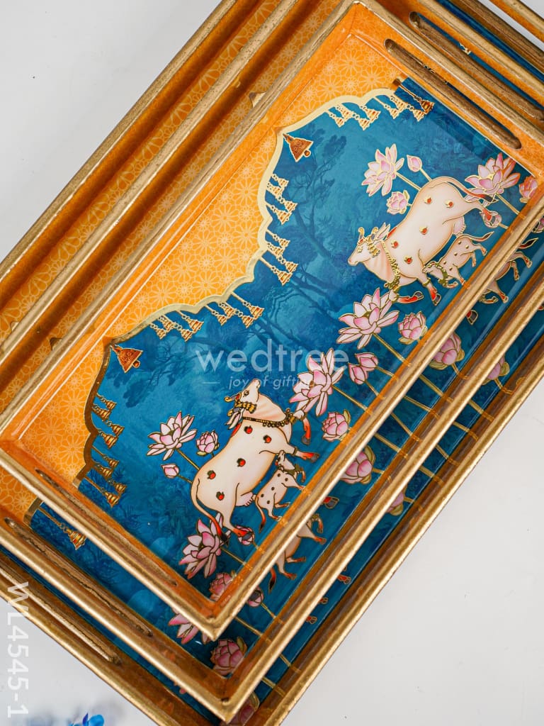 Digital Printed Pichwai Tray - Set of 3 - WL4545