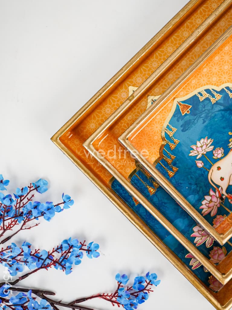 Digital Printed Pichwai Tray - Set of 3 - WL4545