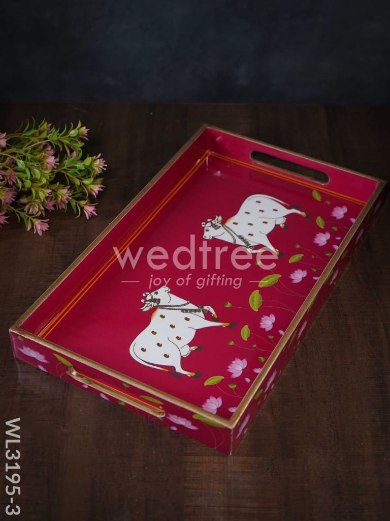 Digital Printed Pichwai Trays (Pink) - WL3195