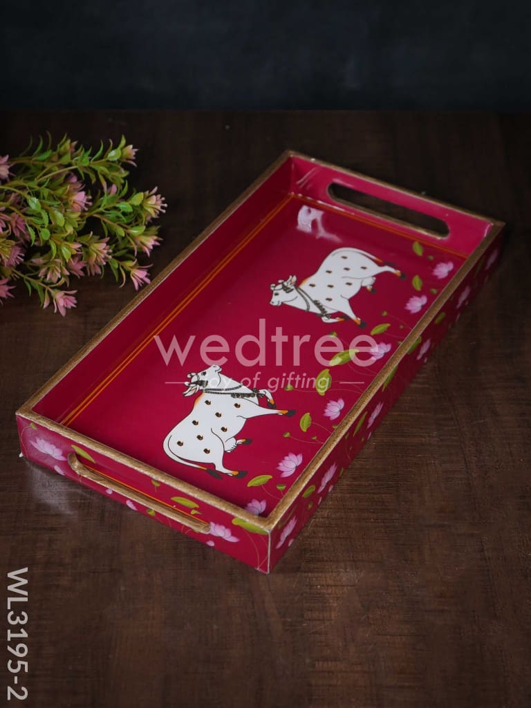 Digital Printed Pichwai Trays (Pink) - WL3195