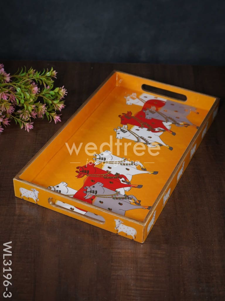 Digital Printed Pichwai Trays (Yellow) - WL3196