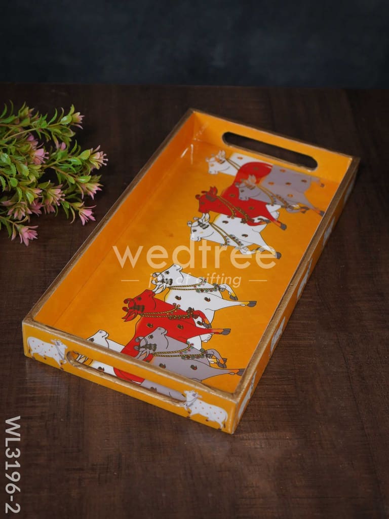 Digital Printed Pichwai Trays (Yellow) - WL3196