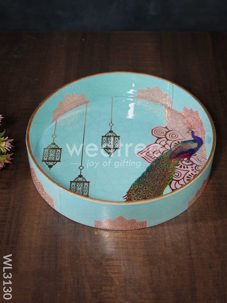 Digital Printed Round Peacock Tray - WL3130