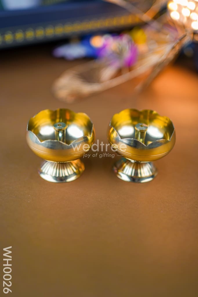 Diya Pack 3 - Brass Flower Diya - Set of 2 - WH0026