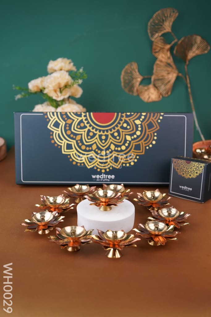 Diya Pack 6 - Brass Decorative Diya - Set of 10 - WH0029